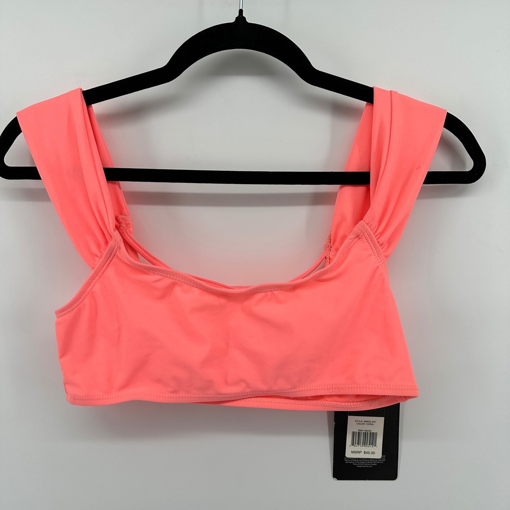 Marilyn Monroe Coral Bikini Top Small S NWT Off Shoulder Ruffle Swimwear MMGG207